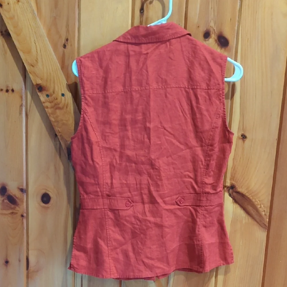 Red Linen Button Down - Picture 5 of 6